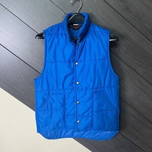 Pla-Jac By Dunbrooke Men's Vintage Puffer Vest Blue Snap Front Medium USA